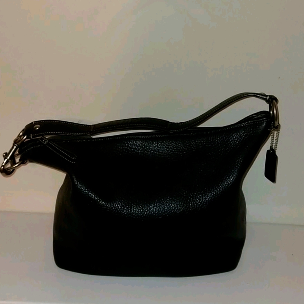 Black leather coach purse